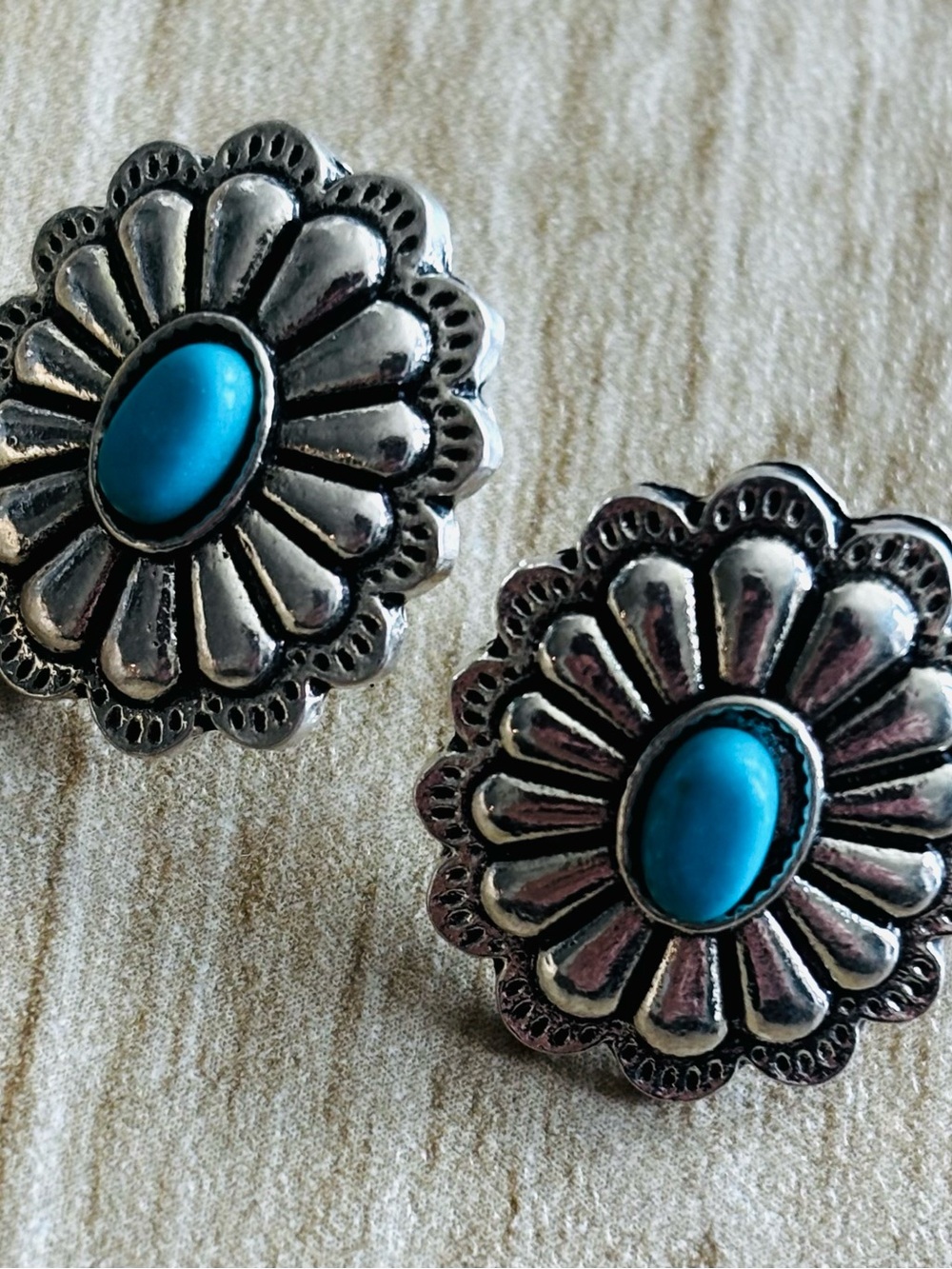 Turquoise Floral Earrings in Sterling Silver